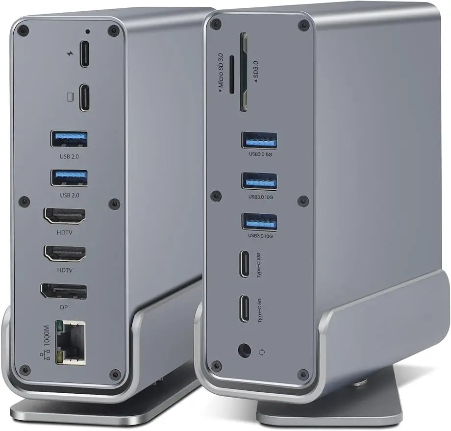 16 in 1 Docking Station Multiport Adapter with Dual 4K Hdtv/Displayport 7USB Ports 100W PD Audio SD TF for Macbook