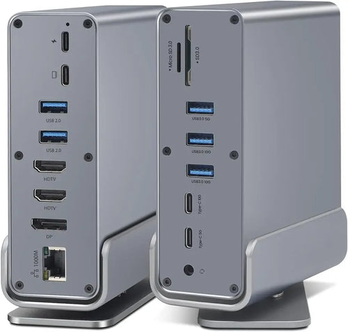 16 in 1 Docking Station Multiport Adapter with Dual 4K Hdtv/Displayport 7USB Ports 100W PD Audio SD TF for Macbook