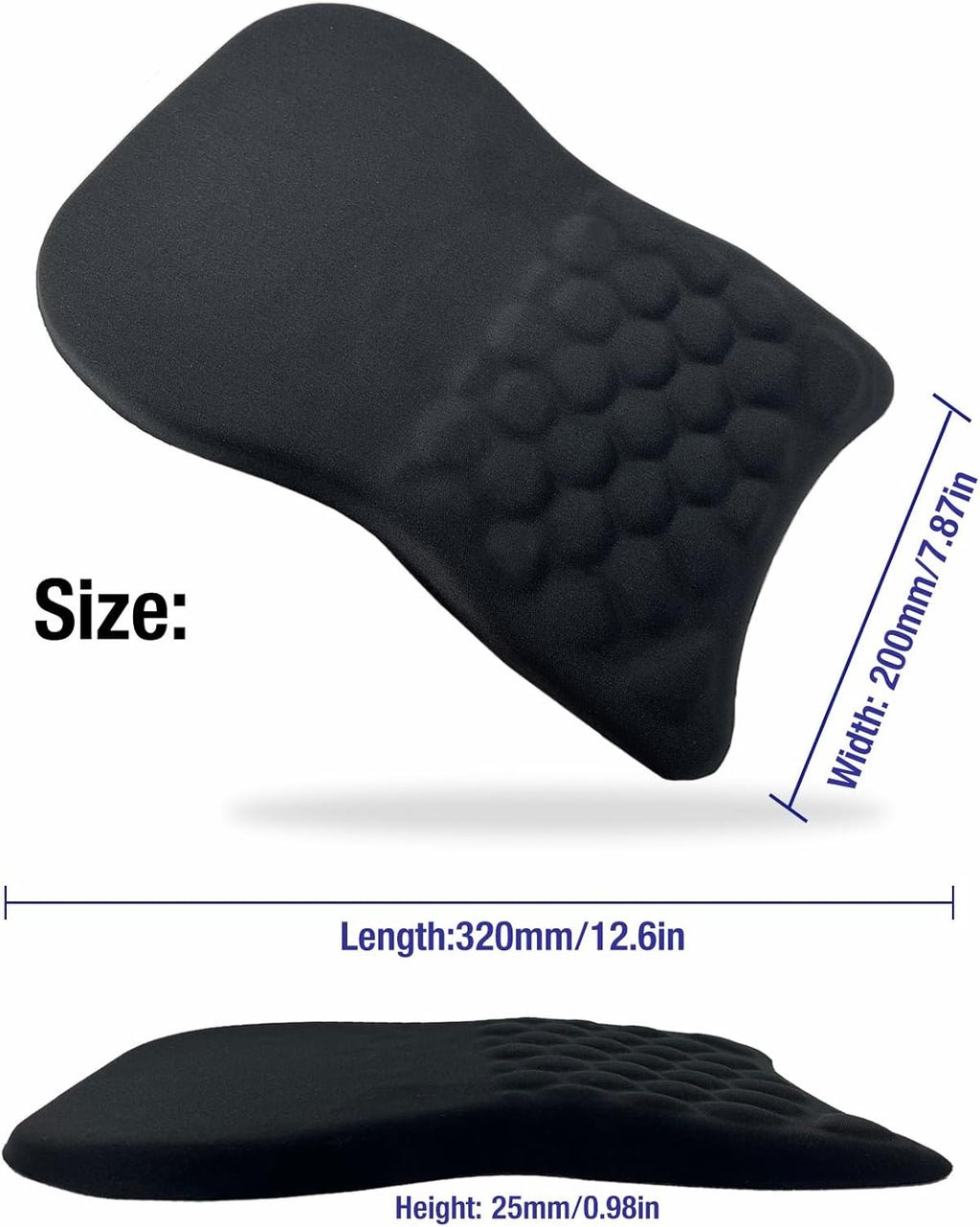 Ergonomic Mouse Pad with Wrist Rest Support, Massage Design Mouse Mat for Relief Carpal Tunnel Pain, Memory Foam Non-Slip Slope Massage Bulge (Black)