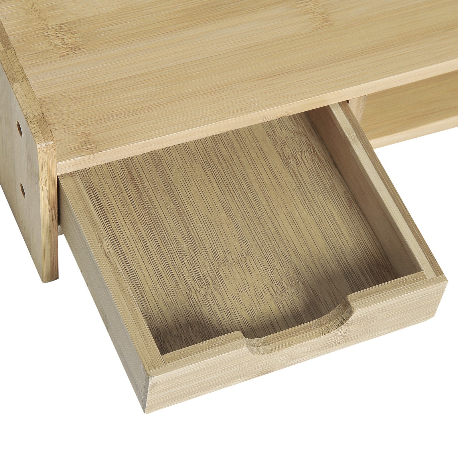 Monitor Riser Laptop PC Plinth Stand Organiser Computer Screen W/ Drawer Bamboo