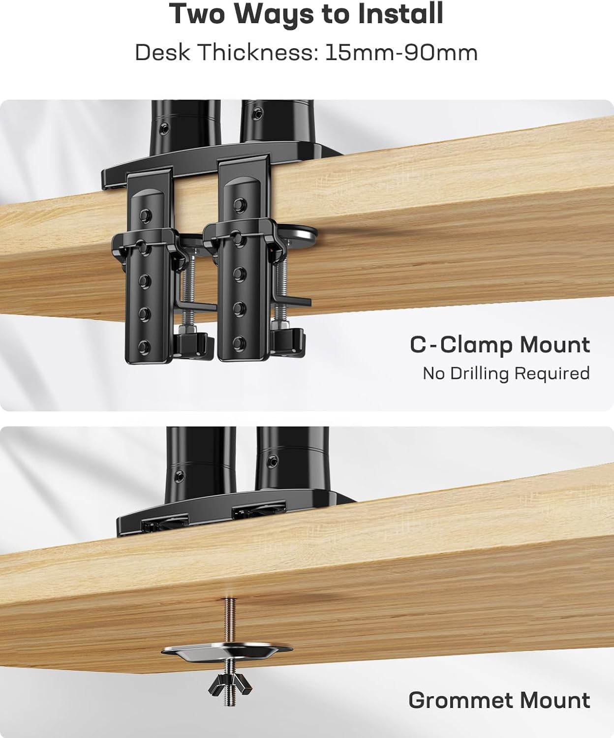 Dual Monitor Stand for 13 to 32 Inch Screens, Dual Gaming Monitor Arm Desk Mount for Curved Flat Screens, Double Screen Arm Support VESA 75 & 100 Mm