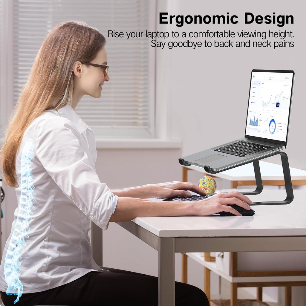 Laptop Stand for Desk, Aluminum Laptop Riser Holder, Removable Metal Notebook Stand Ventilated Cooling Computer Riser Compatible with 10-15.6” Laptops