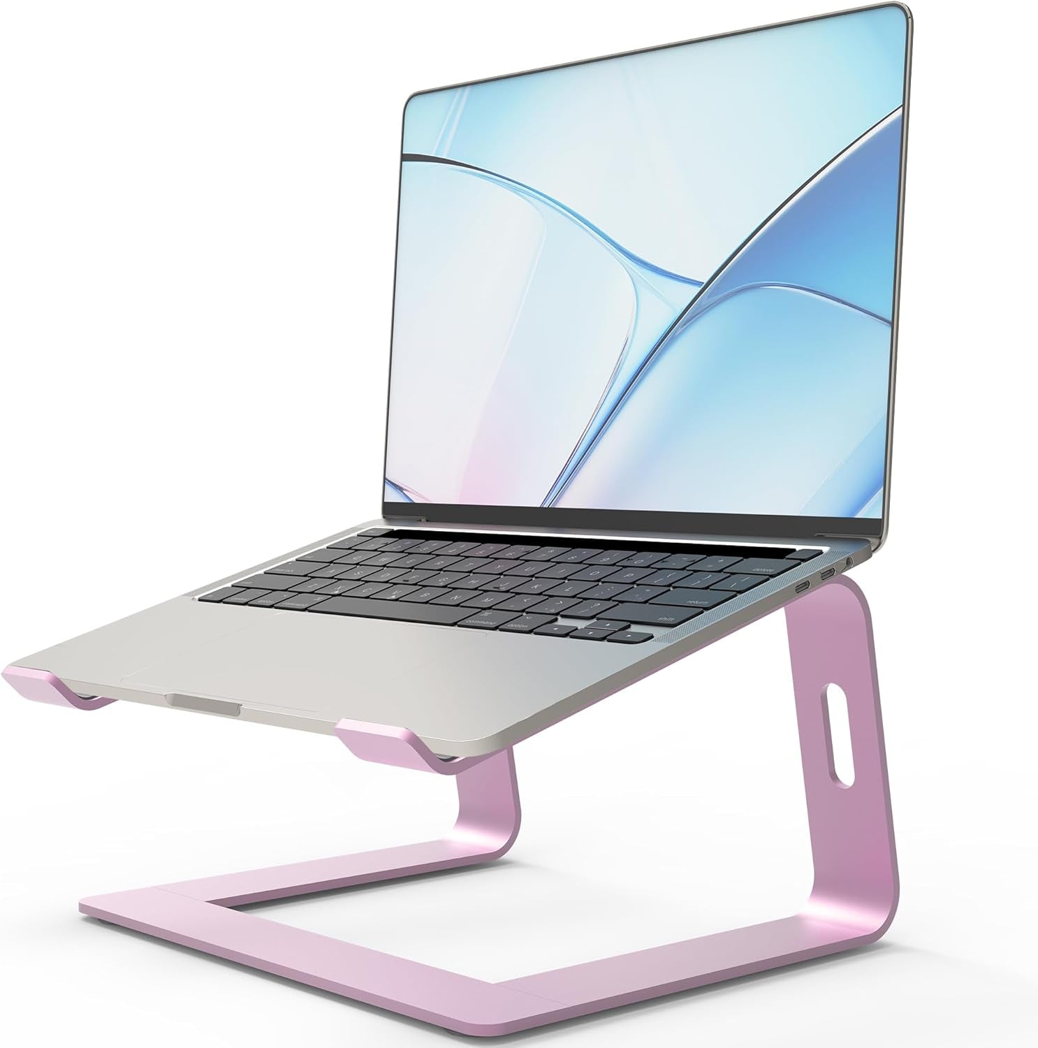 Laptop Stand for Desk, Aluminum Laptop Riser, Portable Computer Stand for Apple Mac Macbook Air Pro 10-15.6 Inch Notebook Computer, Detachable Ergonomic Elevator Holder Macbook Stand, Pink