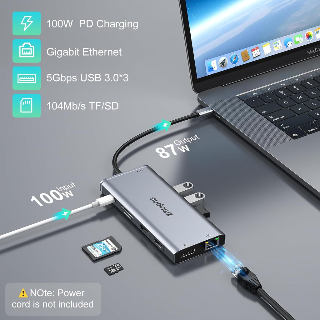 USB C Docking Station Dual Monitor 2 HDMI for Dell HP, Thunderbolt 3/4 Dock USB C Hub Triple Monitor to Displayport, 2 HDMI 4K, Ethernet, 5 USB, PD, SD/TF, 3.5MM for Lenovo,Surface,Macbook Laptops