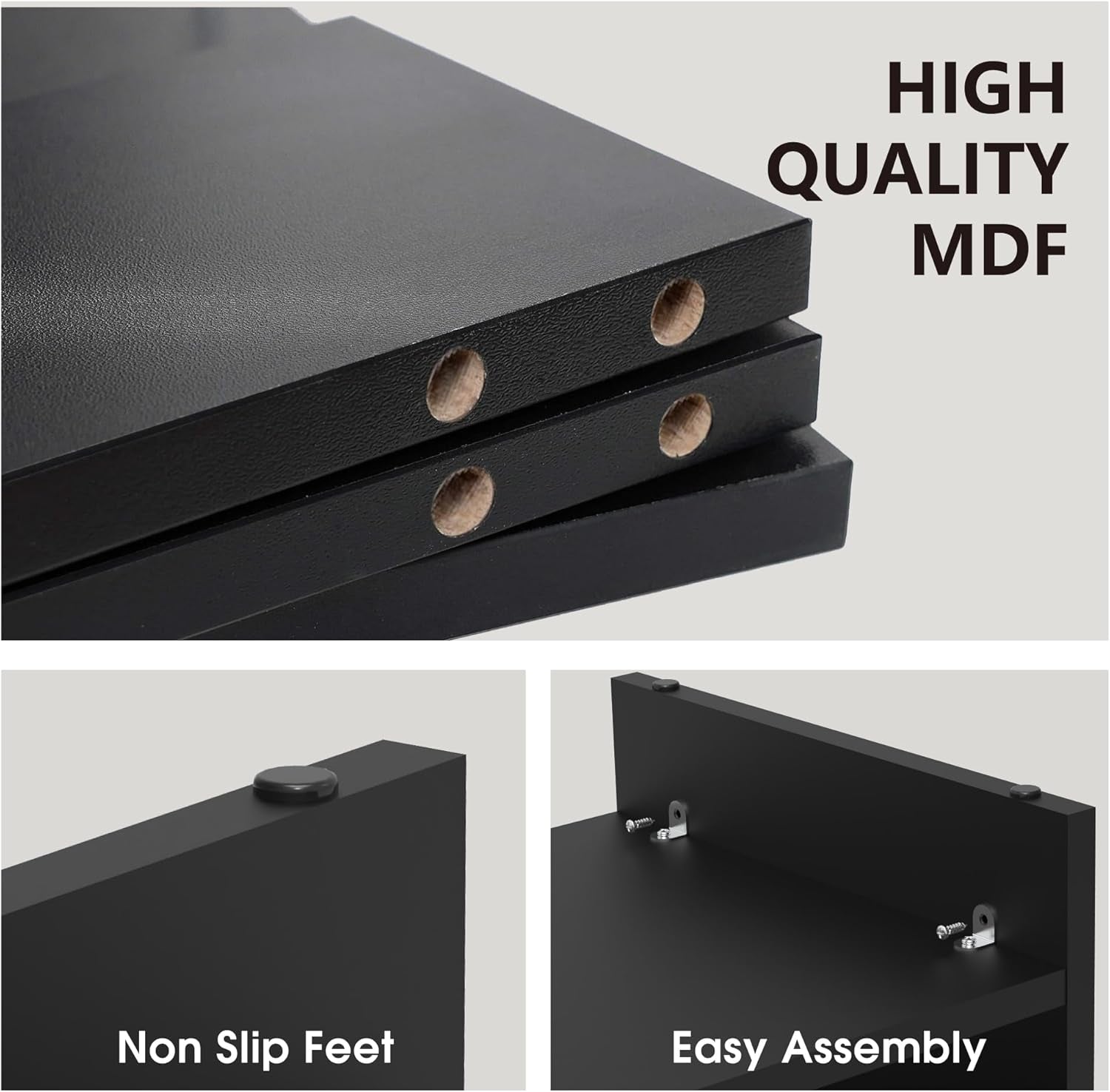 Monitor Stand Riser 2 Tiers Computer Monitor Stand Wood Desk Organizer for Pc/Laptop/Printer/Tv 80X23.5X14.2Cm Max Load 25KG Brown (Black)