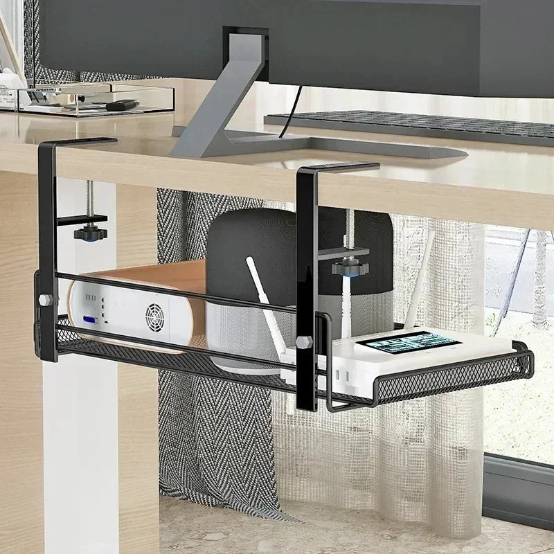 1PCS under Desk Cable Management Tray No Drill Steel Desk Cable Organizers Wire Management Tray Cable Management Rack Shelf