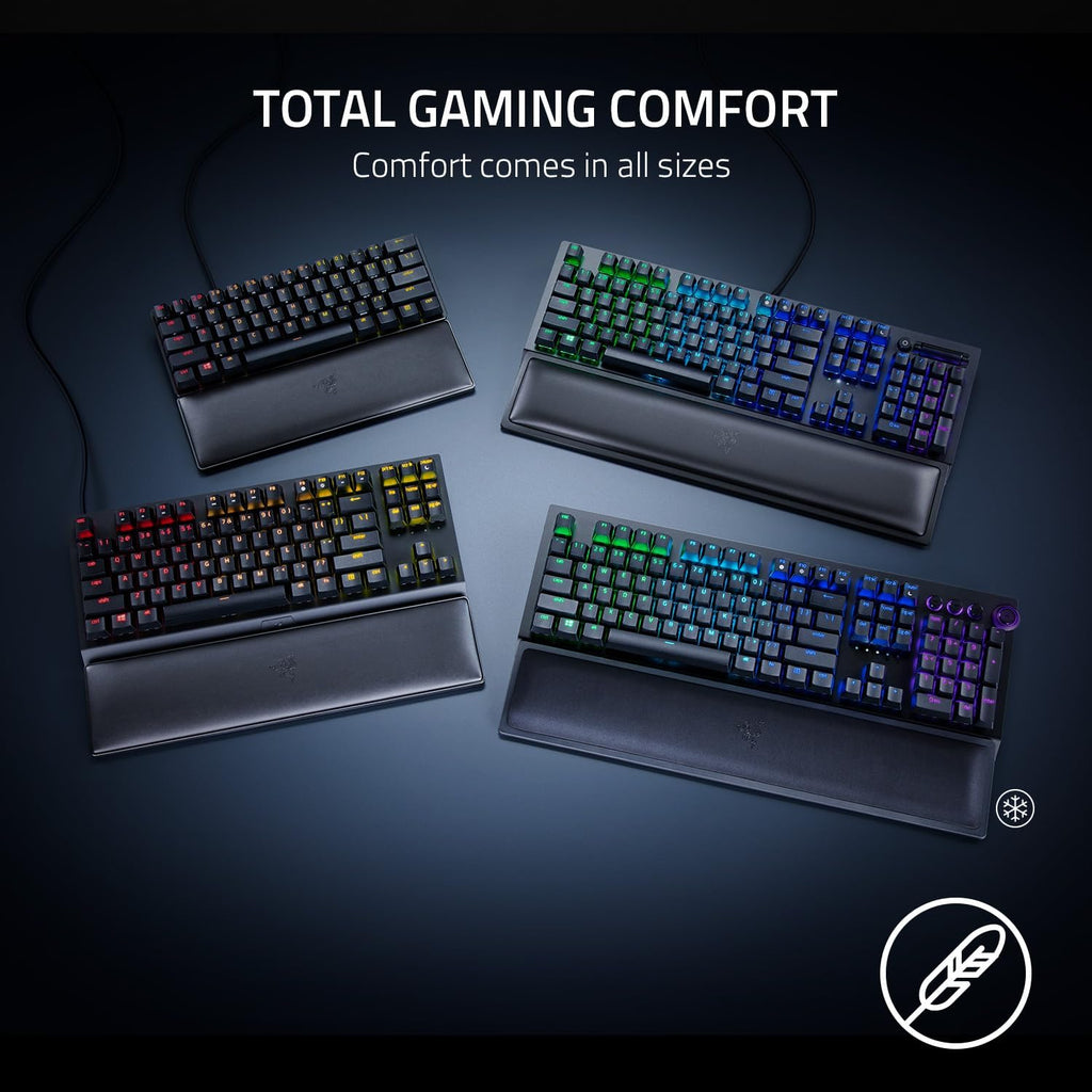 Ergonomic Wrist Rest Tenkeyless - Ergonomic Leatherette Keyboard Wrist Rest (Plush Leatherette Cushion, Anti-Slip Rubber Feet, Compatible with Tenkeyless Keyboards) Black