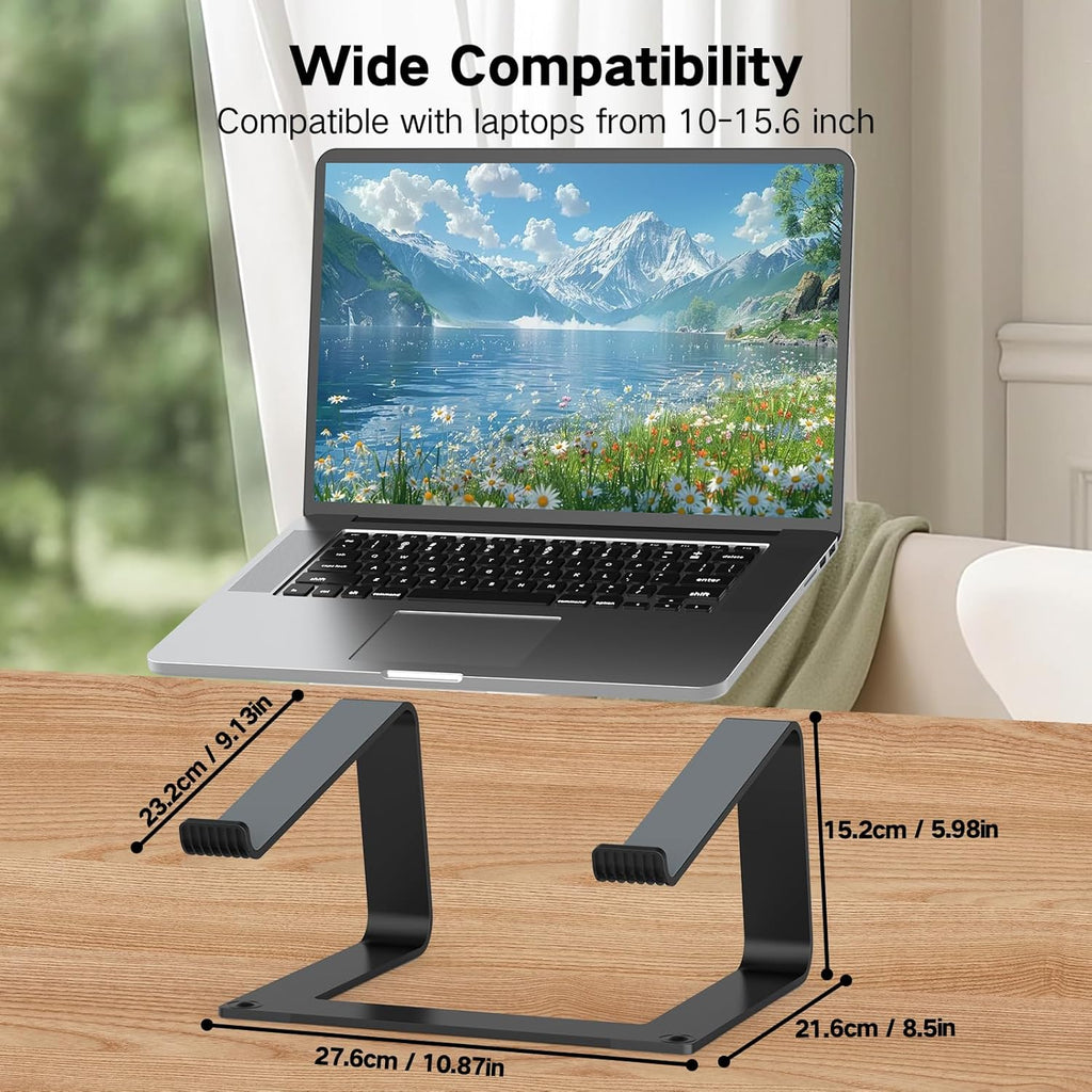 Laptop Stand for Desk, Aluminum Laptop Riser Holder, Removable Metal Notebook Stand Ventilated Cooling Computer Riser Compatible with 10-15.6” Laptops