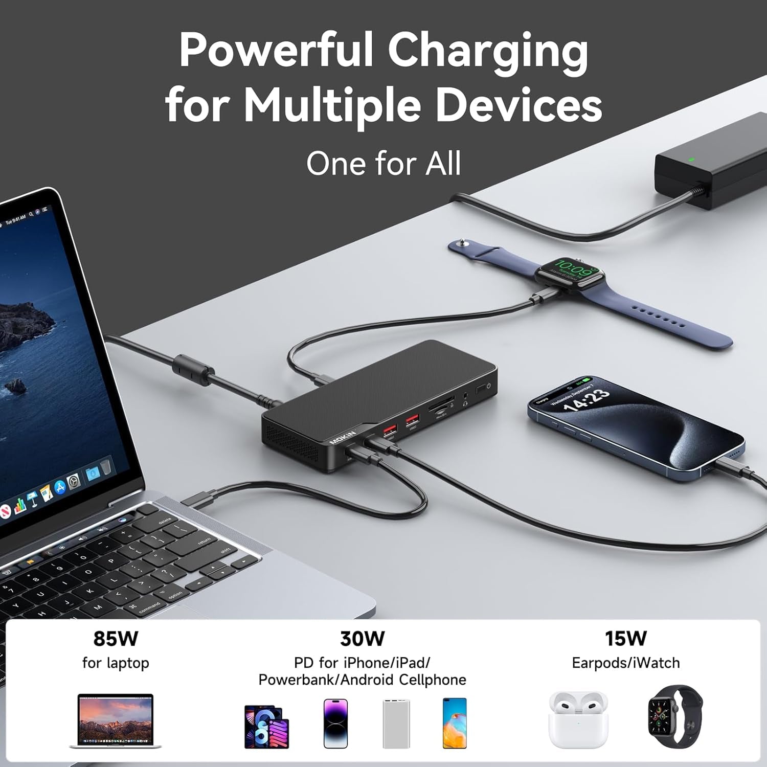 Thunderbolt 4 Dock, 12-In-1, Single 8K or Dual 4K @ 60Hz Display, 85W Charging, 3 X 40G Thunderbolt 4, 2 X 10G USB-A, 1 X USB-C (PD 30W), 2.5Gbe, Audio, SD/TF 4.0, Compatible for Mac and Windows