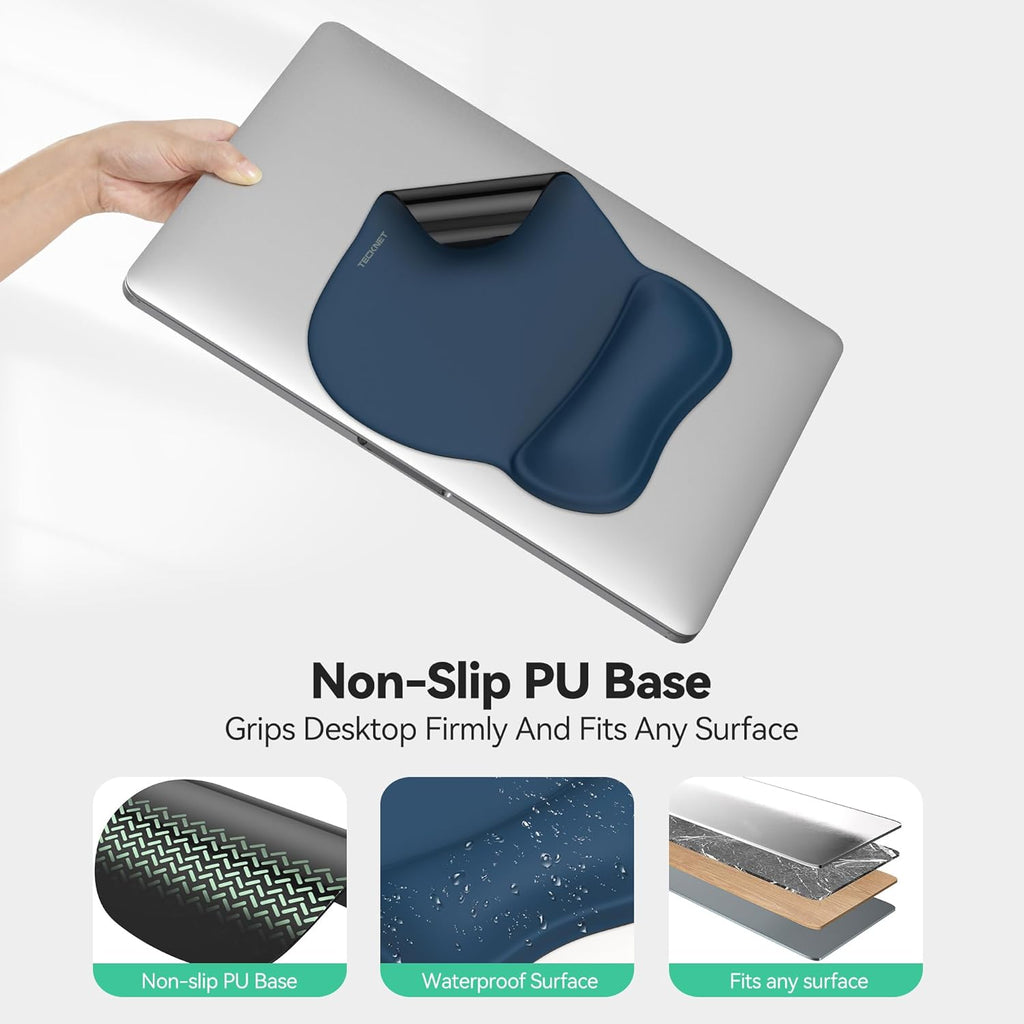 Mouse Mat Wrist Support, Gel Ergonomic Mouse Mat, Mouse Pad Wrist Rest with Non-Slip PU Base, Waterproof Surface Mouse Pad Wrist Support for Computer, Laptop, Office, Home and Travel, Blue