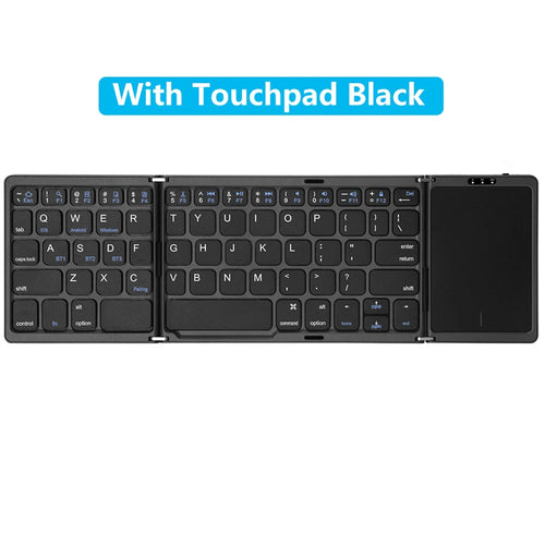 3-Folding Keyboard Tri-Bluetooth Keyboard with Touchpad for PC Windows Android IOS Phone Mini Keyboard Rechargeable Keyboard
