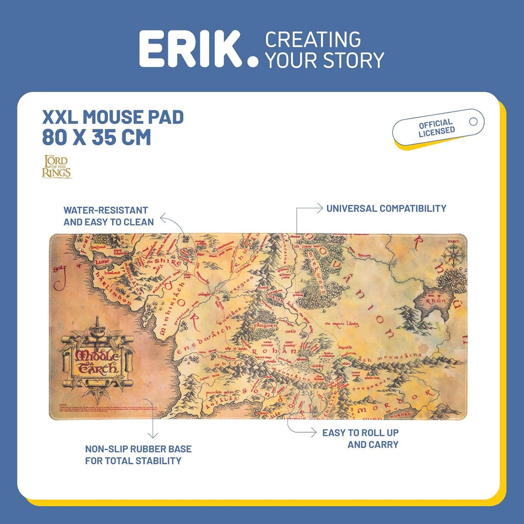 Large Mouse Mat - the Lord of the Rings Gifts | Gaming Mouse Pad XXL 80 X 35 Cm - 31.5 X 13.8 In, Desk Mat Large, Gaming Desk Accessories | LOTR Gifts under 20 Pounds