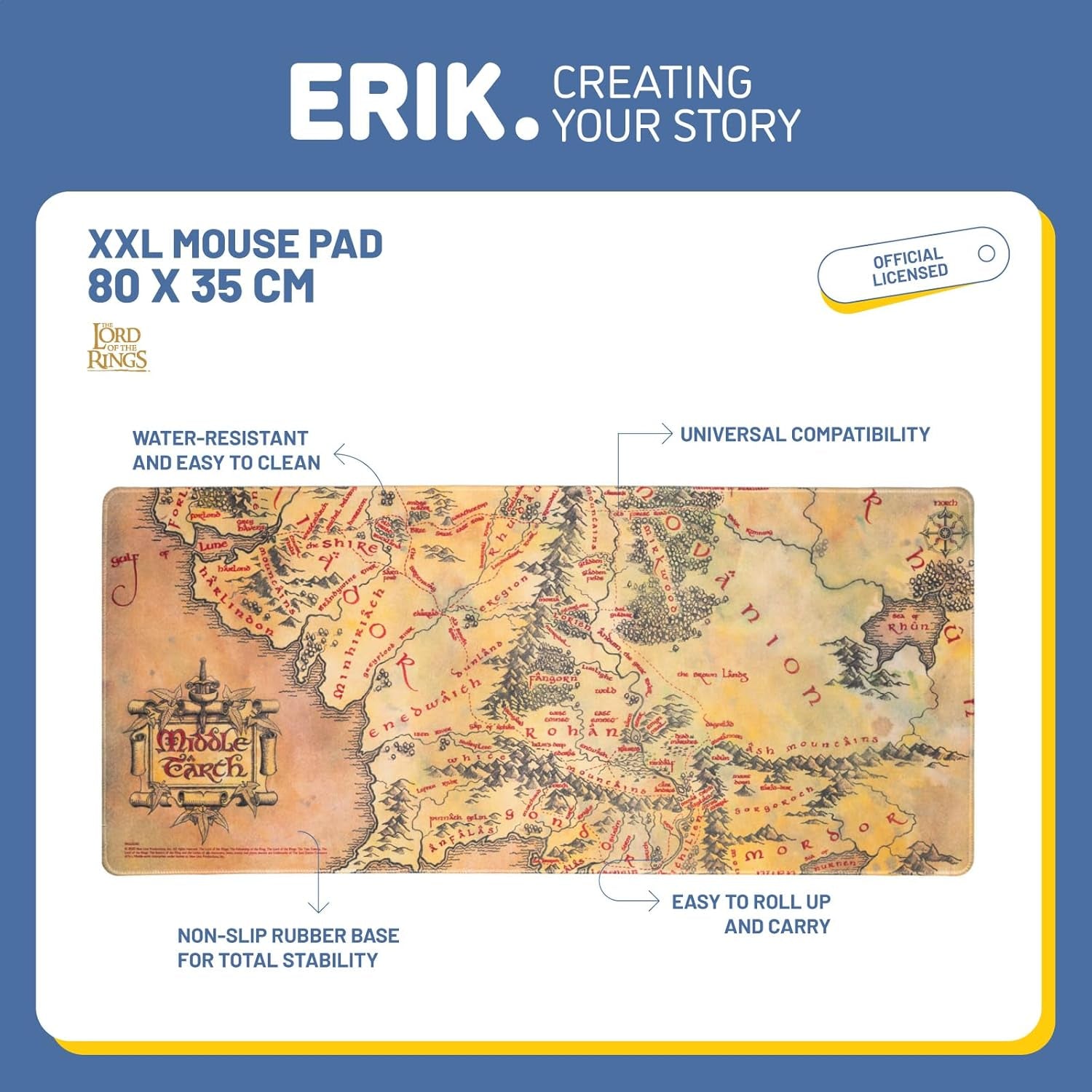 Large Mouse Mat - the Lord of the Rings Gifts | Gaming Mouse Pad XXL 80 X 35 Cm - 31.5 X 13.8 In, Desk Mat Large, Gaming Desk Accessories | LOTR Gifts under 20 Pounds