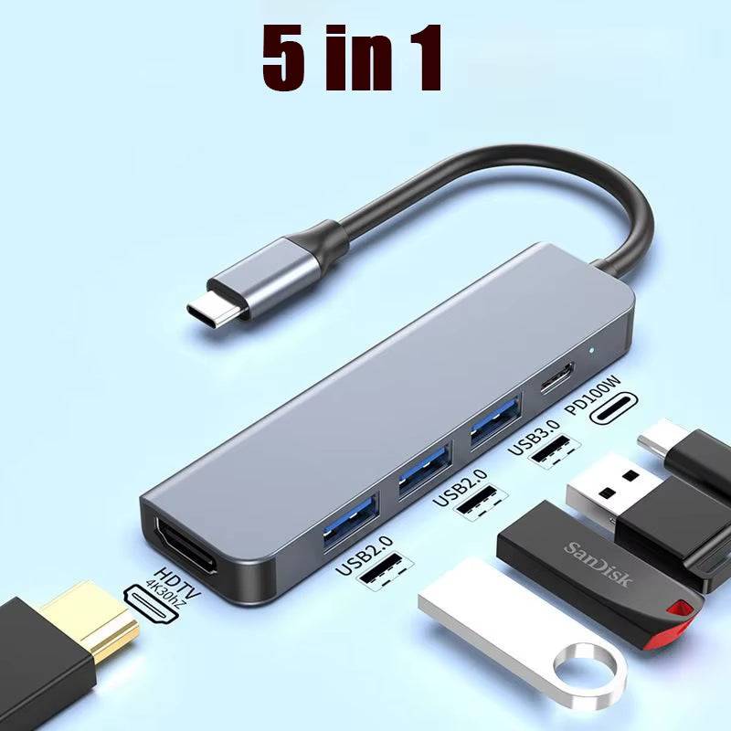 6/5/4/3 Ports USB C Hub to 4K Hdmi-Compatible PD Fast Charge USB 3.0 2.0 HUB 4K 30Hz Charging Docking for Macbook Ipad Samsung