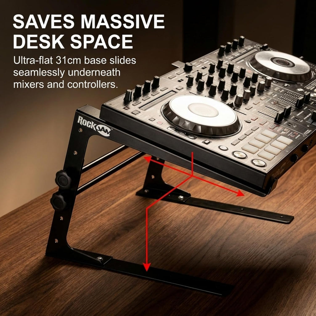 RJLP1 Adjustable Desk Mounted Desktop Laptop Stand Laptop Riser and DJ Controller Stand,Black