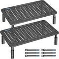 Metal Monitor Stand, Adjustable Height Riser for Desk, Ergonomic 3-Level Desk Organizer with Cable Management, Laptop & Computer Monitor Stand up to 20KG, 2 Pack