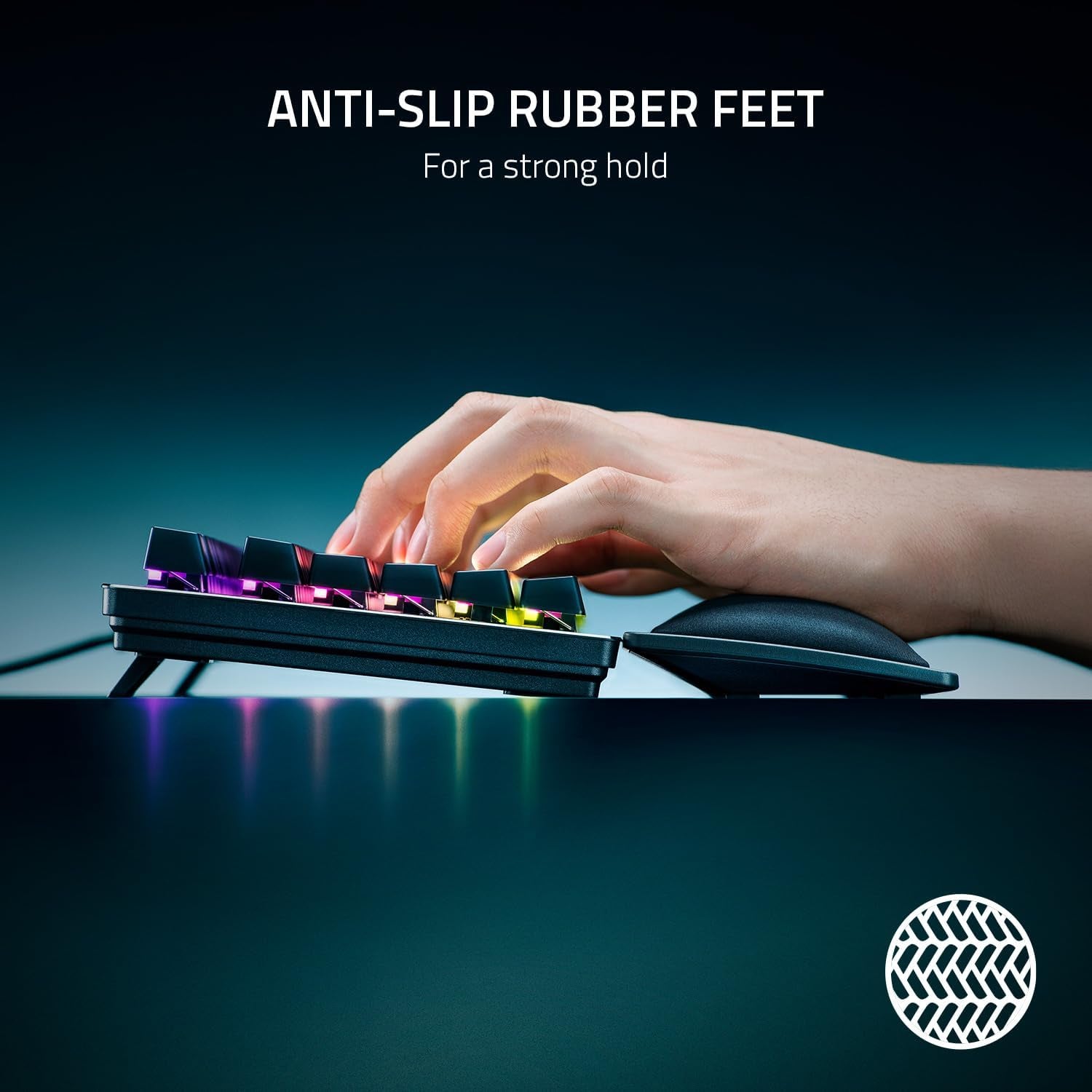 Ergonomic Wrist Rest Tenkeyless - Ergonomic Leatherette Keyboard Wrist Rest (Plush Leatherette Cushion, Anti-Slip Rubber Feet, Compatible with Tenkeyless Keyboards) Black