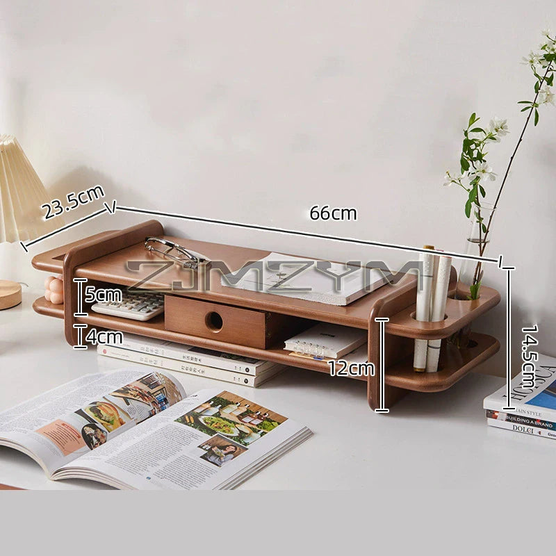 Monitor Stand Riser Bamboo Monitor Holder Desk Support Keyboard Mouse Organizer PC Screen Stand Office Storage