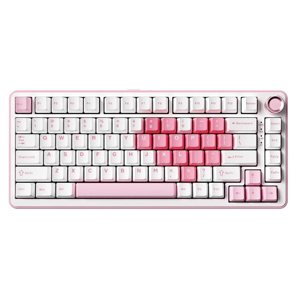 B75 PRO White Heart Mechanical Gaming Keyboard, Gasket 75 Knob RGB Keyboard, Triple Mode Hot-Swap Custom Creamy Keyboard