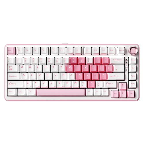 B75 PRO White Heart Mechanical Gaming Keyboard, Gasket 75 Knob RGB Keyboard, Triple Mode Hot-Swap Custom Creamy Keyboard
