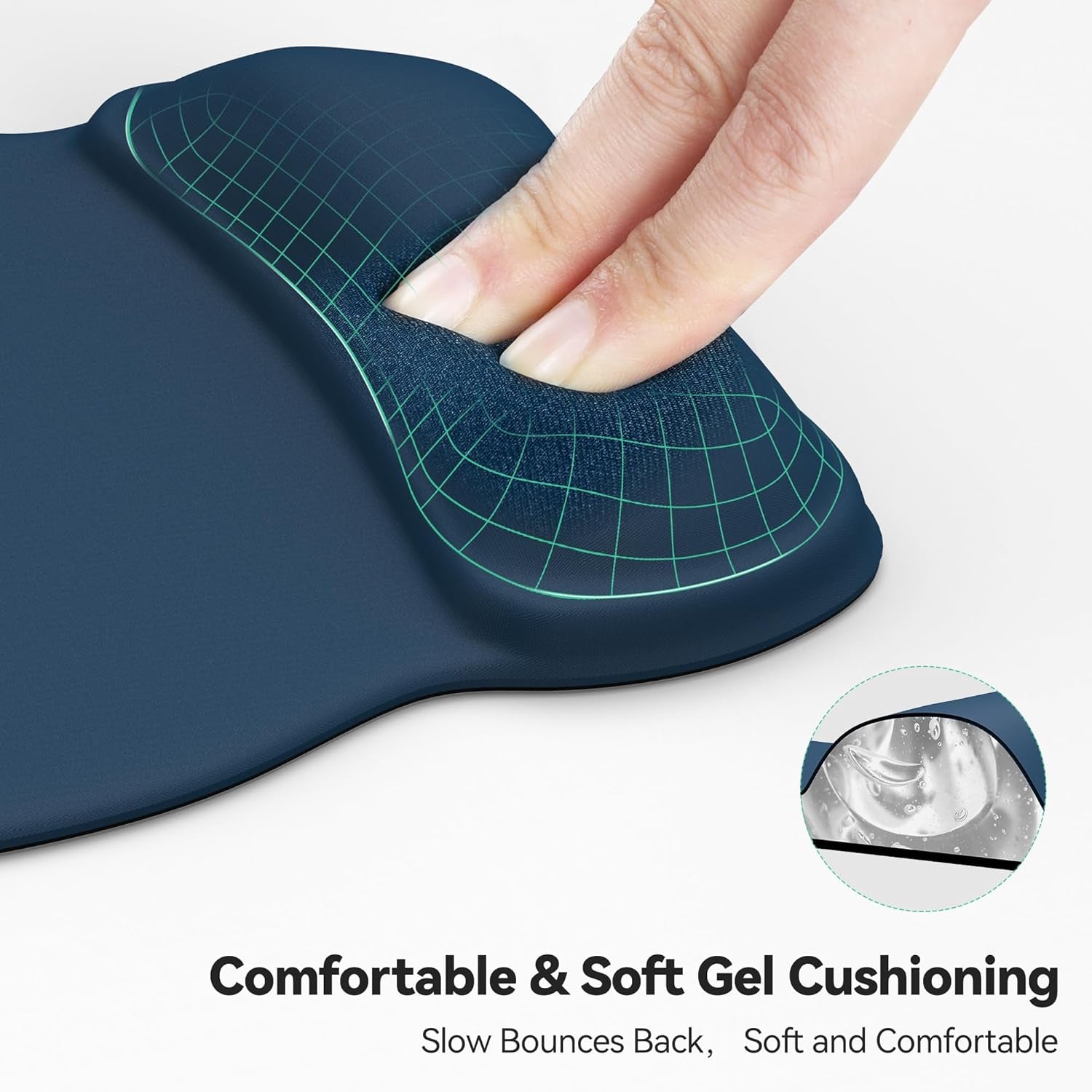 Mouse Mat Wrist Support, Gel Ergonomic Mouse Mat, Mouse Pad Wrist Rest with Non-Slip PU Base, Waterproof Surface Mouse Pad Wrist Support for Computer, Laptop, Office, Home and Travel, Blue