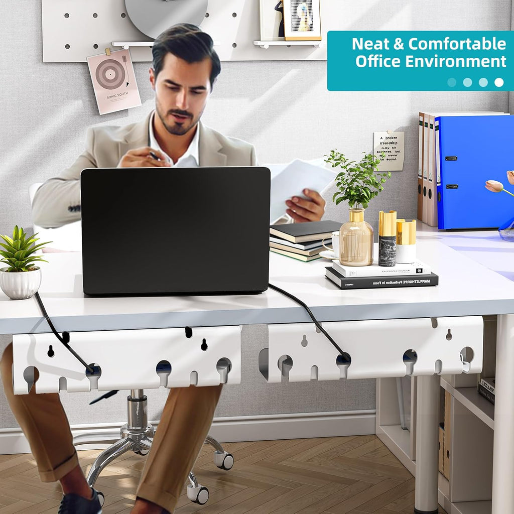 2-Pack under Desk Cable Management Tray, Cable Management Tray, Metal Mesh Cable Management under Desk with Clamp Mount, Cord Organizer for Office/Home Cost-Effective