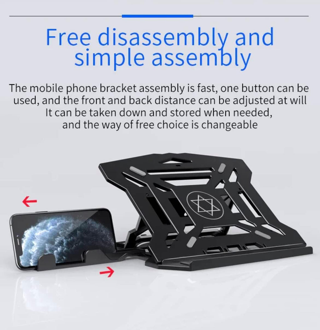 Laptop Stand with Phone Holder and 360°Adjustable, Compatible with All Laptops/Macbook 13" 15" 17" (Black)