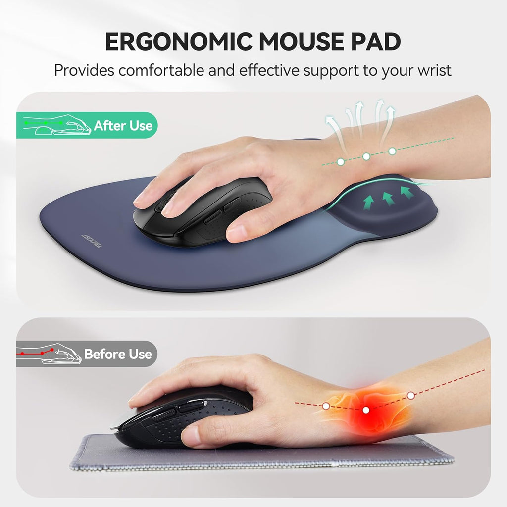 Mouse Mat Wrist Support, Gel Ergonomic Mouse Mat, Mouse Pad Wrist Rest with Non-Slip PU Base, Waterproof Surface Mouse Pad Wrist Support for Computer, Laptop, Office, Home and Travel