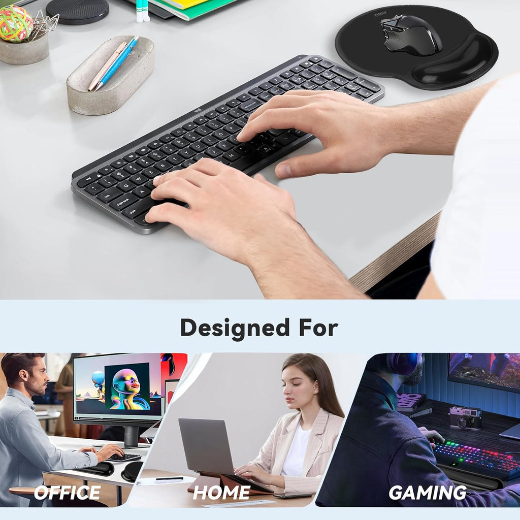 Ergonomic Gel Mouse Pad with Wrist Support – Soft Mouse Pad for Comfort & Pain Relief Gel Mouse Mat Ideal for Office, Gaming & Home (Gel Mouse Pad Black)