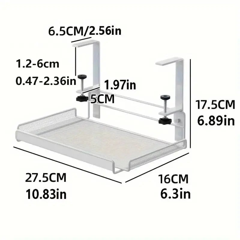 1PCS under Desk Cable Management Tray No Drill Steel Desk Cable Organizers Wire Management Tray Cable Management Rack Shelf