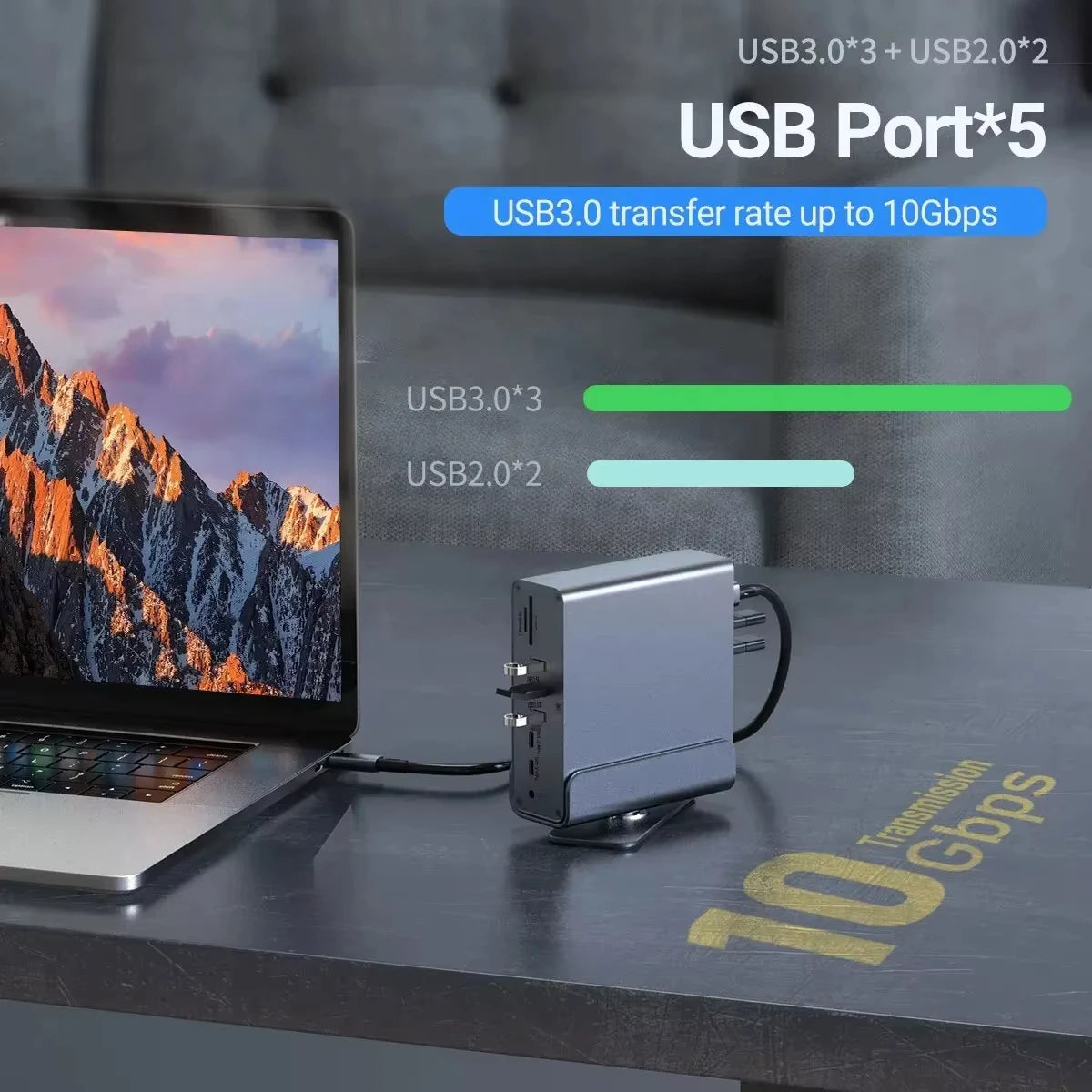 16 in 1 Docking Station Multiport Adapter with Dual 4K Hdtv/Displayport 7USB Ports 100W PD Audio SD TF for Macbook