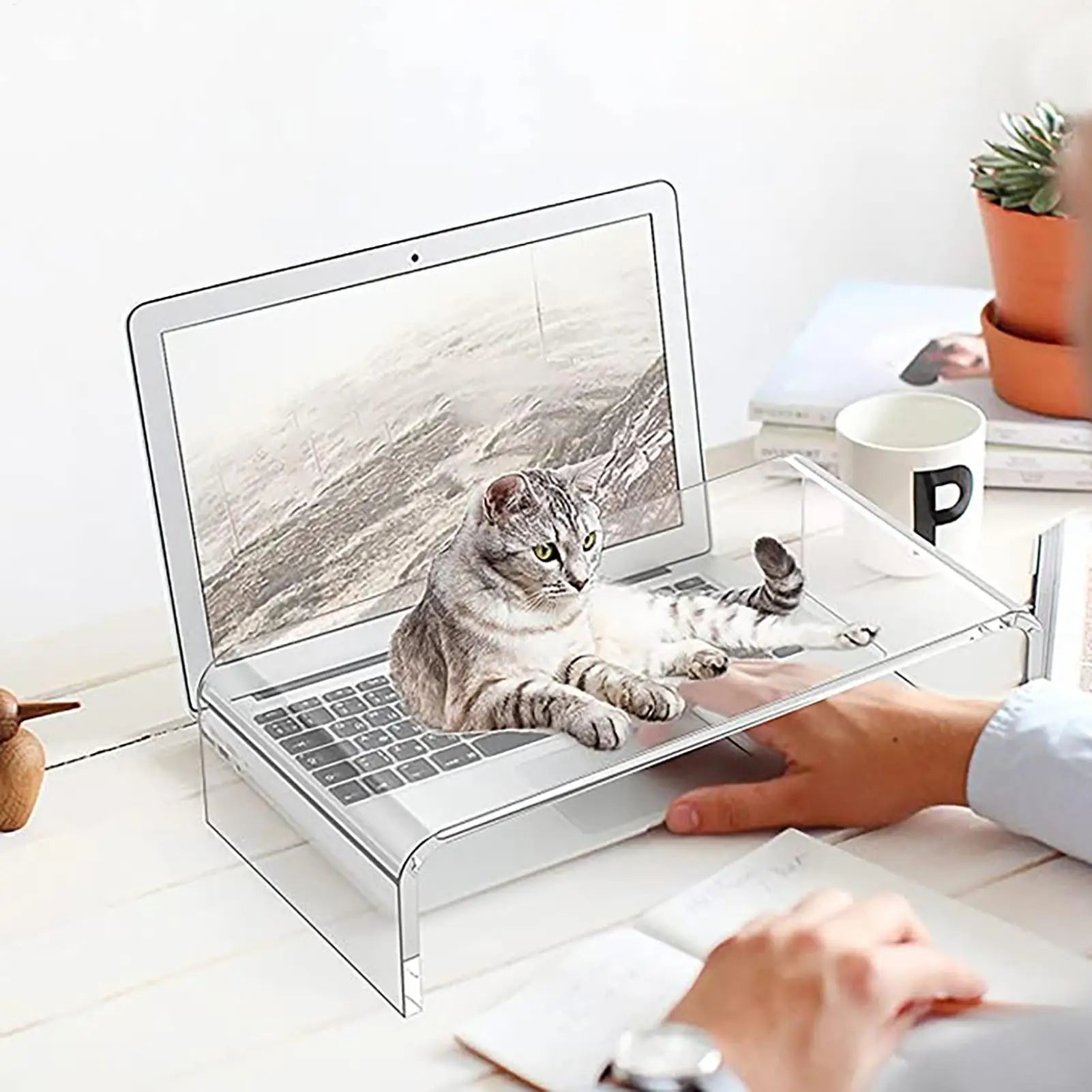 Monitor Stand for Desk Desktop Laptop Stand Acrylic Desktop Monitor Holder Desktop Screen Support Table Organizer for Home