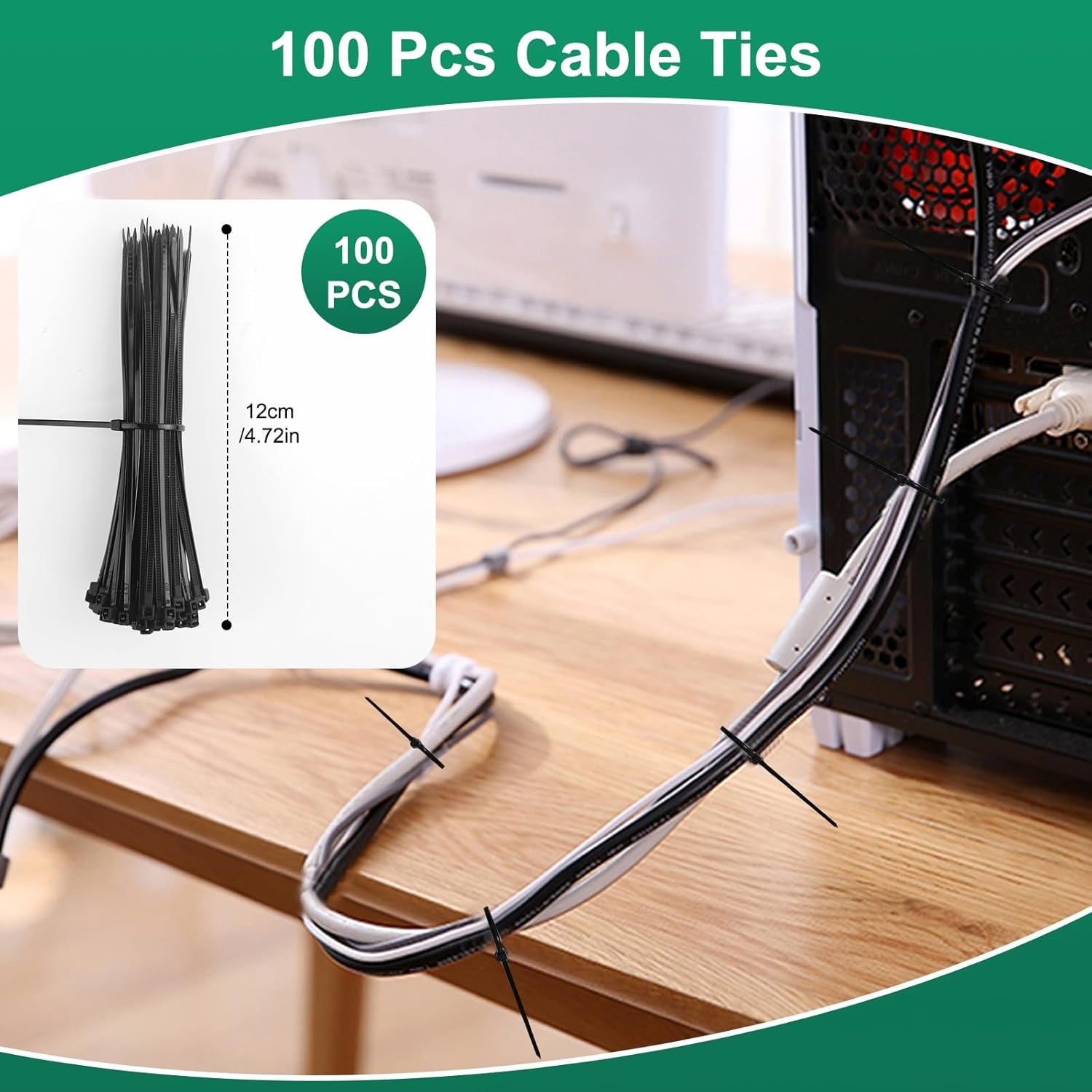 Omscun Cable Management Kit, 157 Pcs Cable Management, Cable Organiser with 5 Silicone Cable Holders, 15 Cable Clamps Self-Adhesive, 100 Cable Ties, 20 Self-Adhesive Cable Clamps
