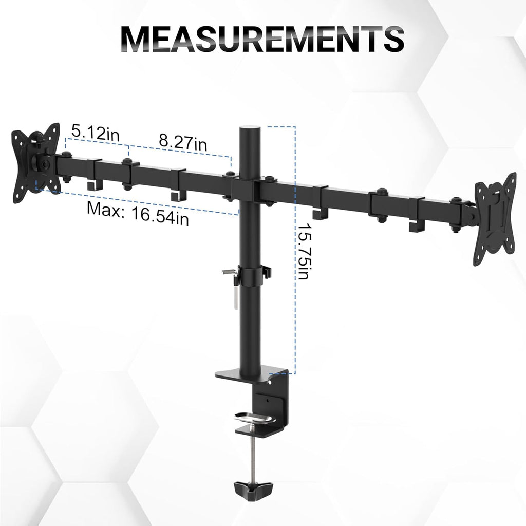 Dual Monitor Arm for 13-32 Inch Screens, Dual Monitor Stand for Desks Mount, Height Adjustable, Rotate 360° Tilt ±90° Swivel ±90° , VESA 75/100Mm, MAX. 9KG, GB2001-2