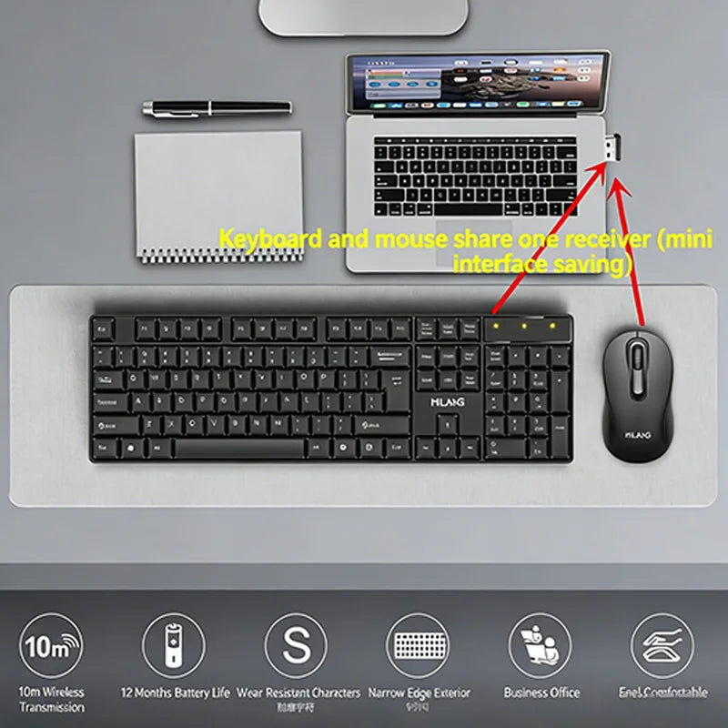 2.4Ghz Wireless Keyboard Mouse Set Gaming Keyboard Mouse Kit Tablet Keyboard for Android TV Box Laptop PC Office Accessories