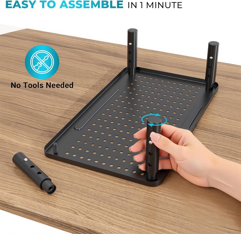 Metal Monitor Stand, Adjustable Height Riser for Desk, Ergonomic 3-Level Desk Organizer with Cable Management, Laptop & Computer Monitor Stand up to 20KG, 2 Pack