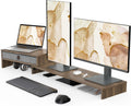 Monitor Stand Riser with Drawer 2 Shelf with Swivel and Adjustable Wood Computer Monitor Stands for 2 Monitors PC Laptop, Desktop Organizer (Brown)