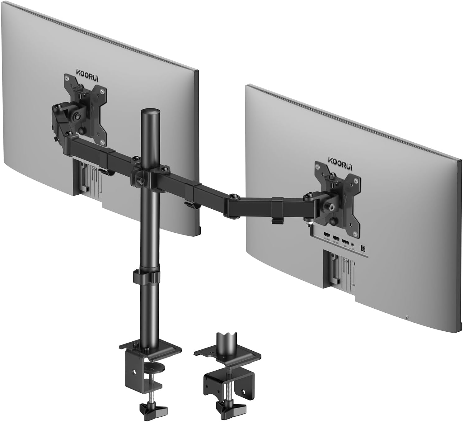 Dual Monitor Stand for 13-27 Inch Holds Screens, Ergonomic Height Adjustable Monitor Arm with Rotate 360°/ Adjustable Tilt ±72°/ Swivel 360°, VESA 75/100Mm