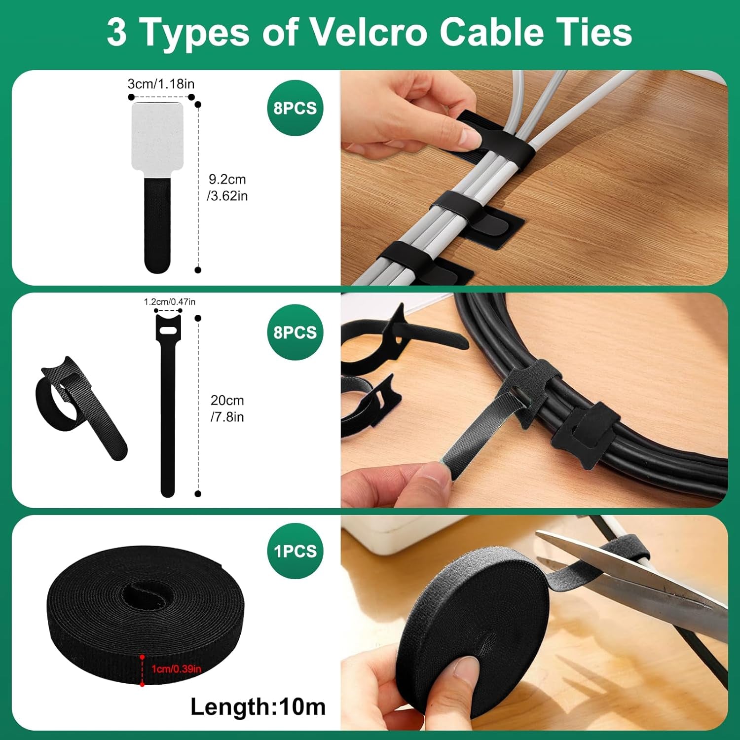 Omscun Cable Management Kit, 157 Pcs Cable Management, Cable Organiser with 5 Silicone Cable Holders, 15 Cable Clamps Self-Adhesive, 100 Cable Ties, 20 Self-Adhesive Cable Clamps