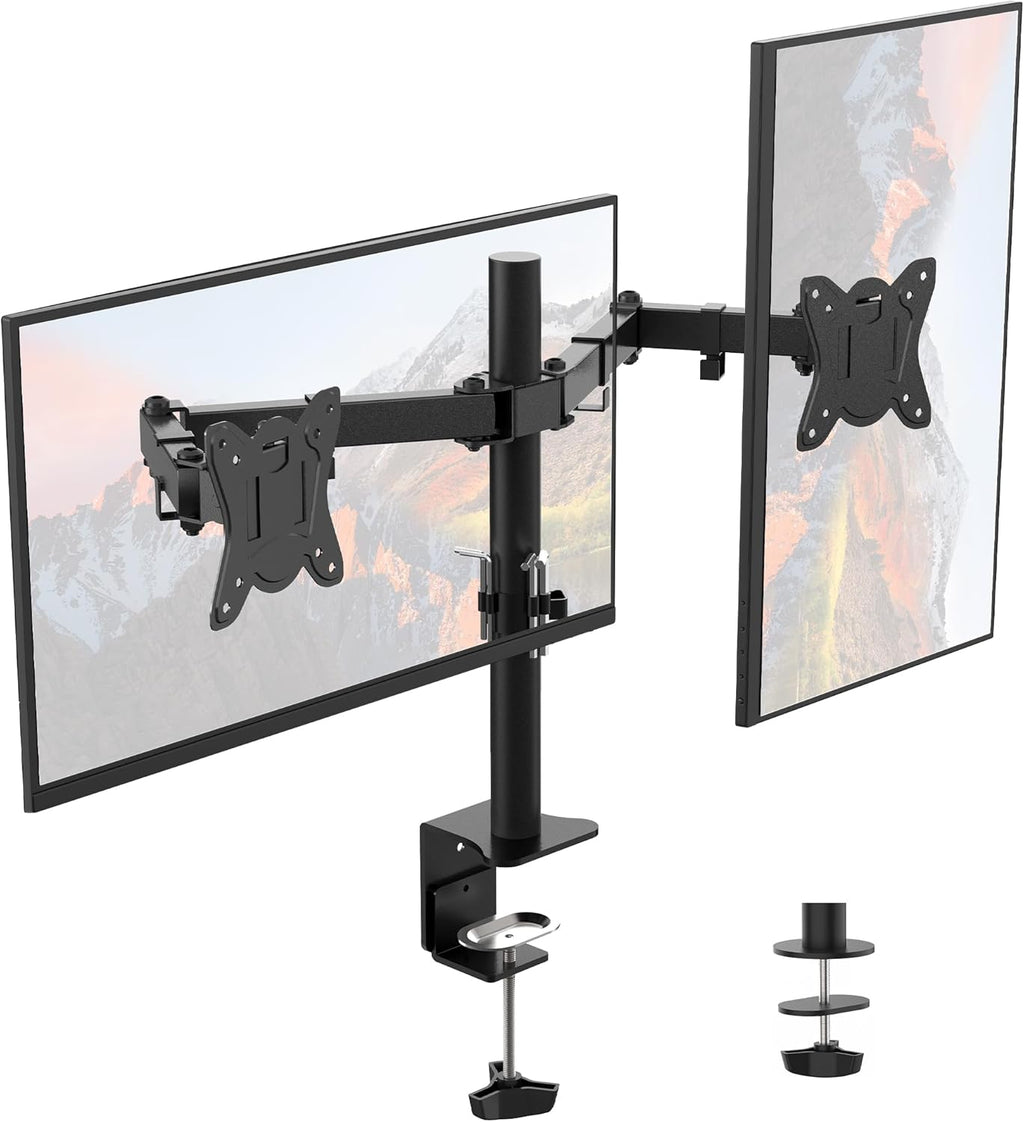 Dual Monitor Arm for 13-32 Inch Screens, Dual Monitor Stand for Desks Mount, Height Adjustable, Rotate 360° Tilt ±90° Swivel ±90° , VESA 75/100Mm, MAX. 9KG, GB2001-2