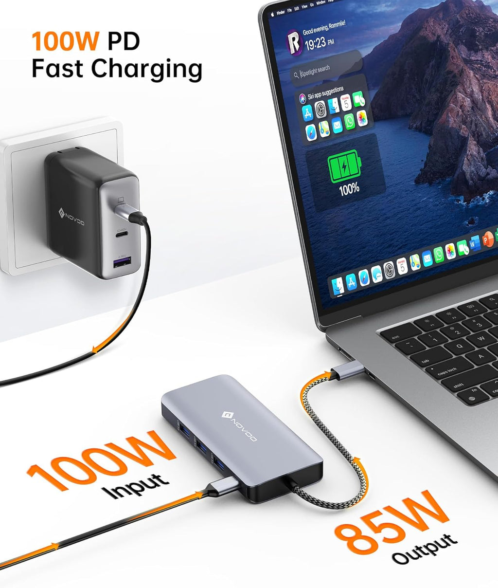 USB C Docking Station Triple Display -  RM11 Pro 11-In-1 USB C Dock with 8K@30Hz DP, Dual 4K@60Hz HDMI, 100W PD, RJ45 Ethernet, 3 USB-A 3.0 Ports, SD/TF Card Slots for Laptop and Macbook