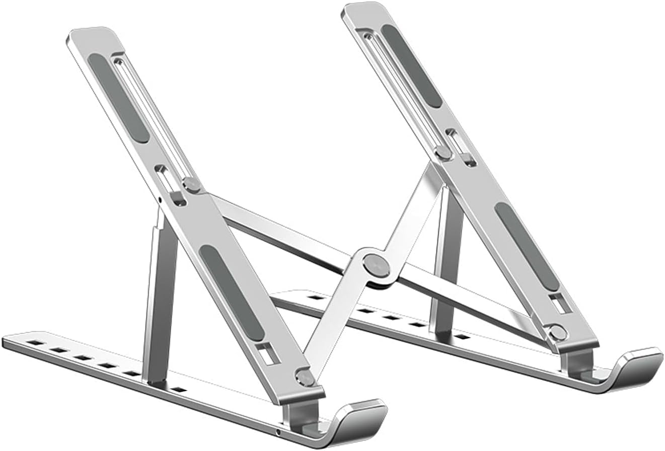 Laptop Stand for Desk, Adjustable Laptop Riser, Foldable Portable Aluminum Riser for Laptop & Tablet, Ergonomic Computer Holder for Home Office, 7 Adjustable Angles, Non Slip Heat Dissipation, 10-20”