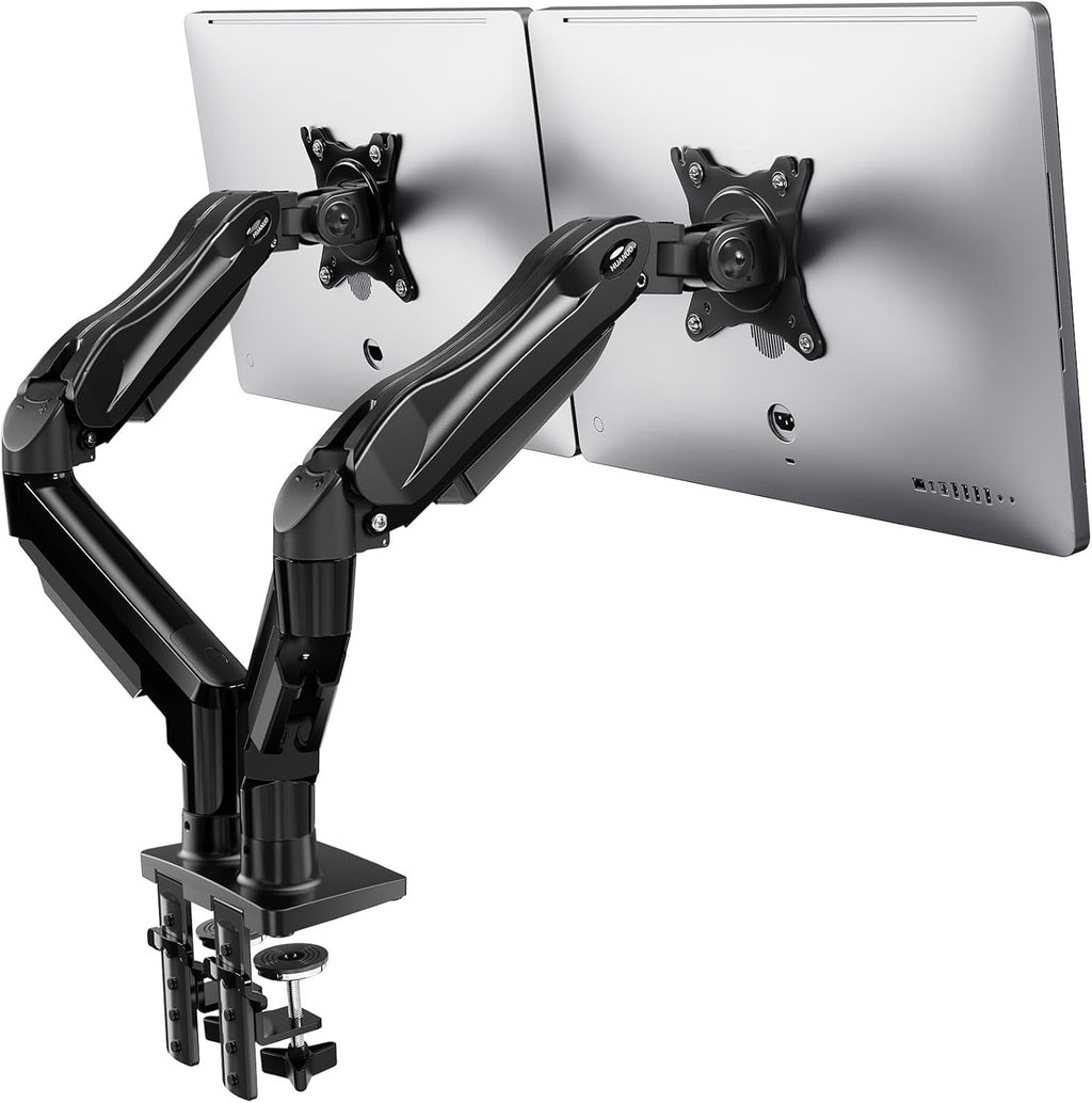 Dual Monitor Stand for 13 to 32 Inch Screens, Dual Gaming Monitor Arm Desk Mount for Curved Flat Screens, Double Screen Arm Support VESA 75 & 100 Mm
