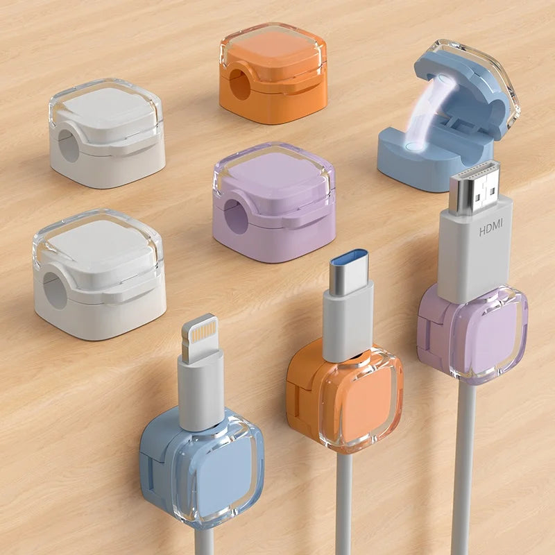 Magnetic USB Cable Management Clips Multi-Colored Cord Organizer Desk Wall Mounted Hooks Cable Management for Phone Data Charger