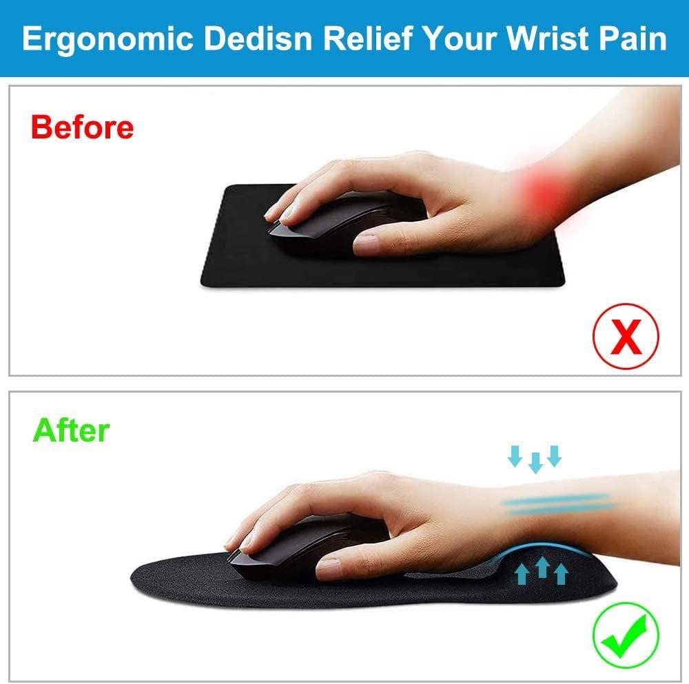 Mouse Pad Wrist Rest, Large Keyboard Wrist Rest Support & Mouse Pad Set, Comfortable Memory Foam Mouse Mat with Wrist Cushion Support Ergonomic for Computer Laptop Office Home