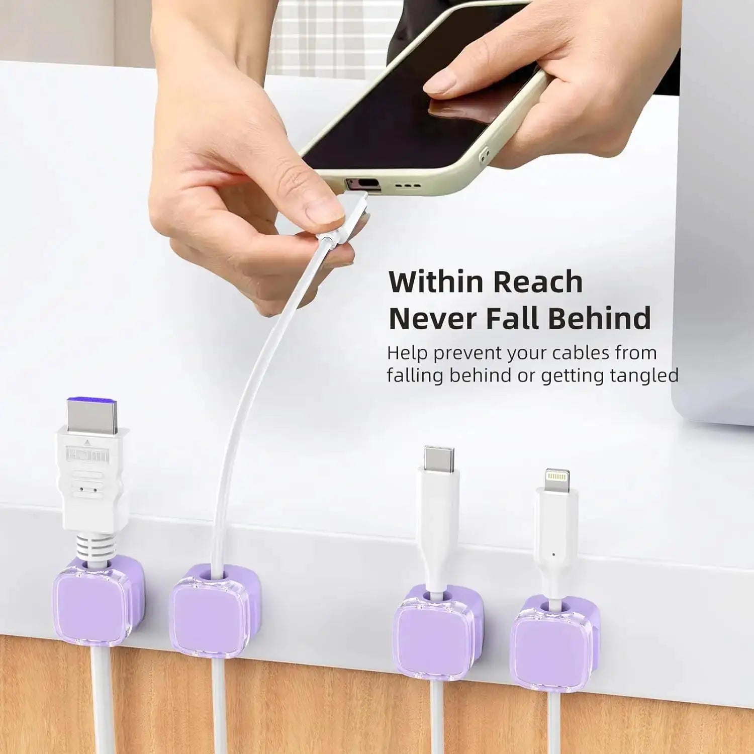 Magnetic USB Cable Management Clips Multi-Colored Cord Organizer Desk Wall Mounted Hooks Cable Management for Phone Data Charger