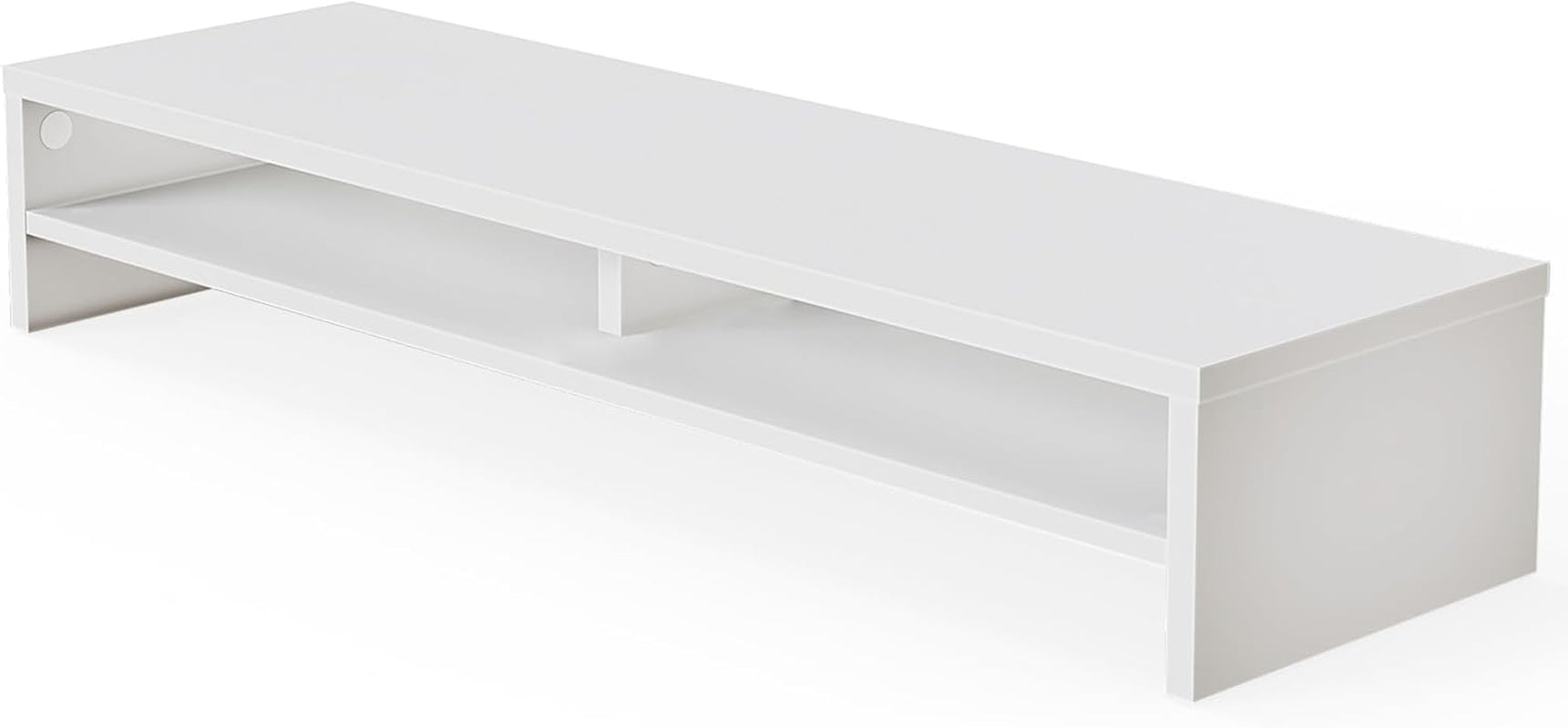 Monitor Stand Riser 2 Tiers Computer Monitor Stand Wood Desk Organizer for Pc/Laptop/Printer/Tv 80X23.5X14.2Cm Max Load 25KG Brown (White)
