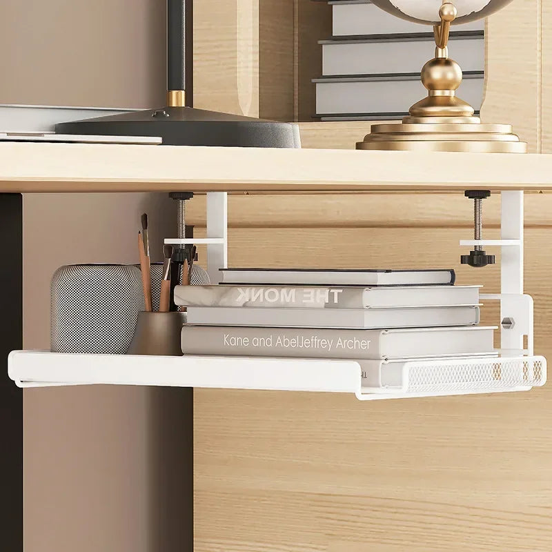 1PCS under Desk Cable Management Tray No Drill Steel Desk Cable Organizers Wire Management Tray Cable Management Rack Shelf