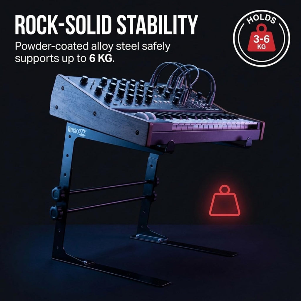 RJLP1 Adjustable Desk Mounted Desktop Laptop Stand Laptop Riser and DJ Controller Stand,Black