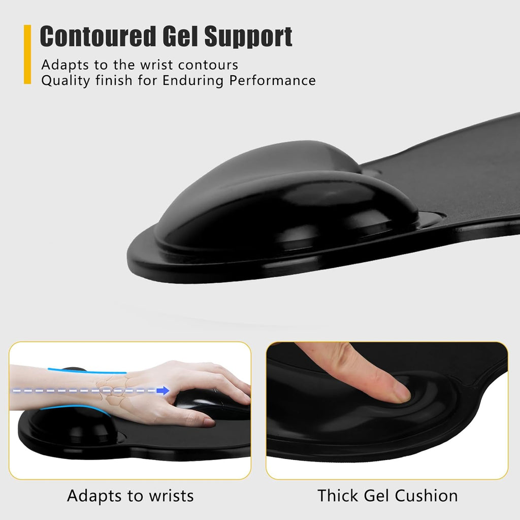 Ergonomic Gel Mouse Pad with Wrist Support – Soft Mouse Pad for Comfort & Pain Relief Gel Mouse Mat Ideal for Office, Gaming & Home (Gel Mouse Pad Black)